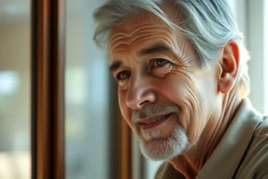 Retrato de um homem brasileiro com mais de 50 anos, com um olhar sereno e saudável, representando a importância de cuidar do cérebro.